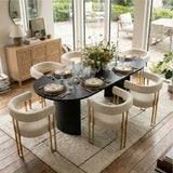 Mia Modern Gold Chenille Dining Chair with Arms (Set of 6)