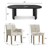 Dwen & North 79" Oval Dining Table Set for 6 (7-Piece)