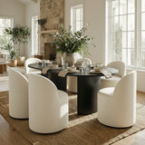 Doris Rolling Upholstered Dining Chair With Castors (1-Piece)