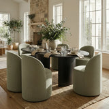 Doris Rolling Upholstered Dining Chair With Castors (Set of 4)