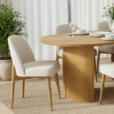 Havana Linen Upholstered Dining Chair with Solid Wood Legs (Set of 2)