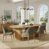 Havana Linen Upholstered Dining Chair with Solid Wood Legs (Set of 8)