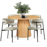 Dwen & Merida 46" Modern Round Dining Table Set for 4 (5-Piece)