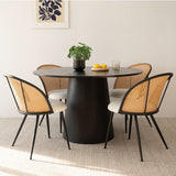 Jules Modern Upholstered Rattan Dining Chair (Set of 4)