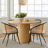 Dwen & Jules 46" Round Rattan Dining Table Set for 4 (5-Piece)