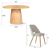 Dwen & Edwin 46" Modern Round Dining Table Set for 4 (5-Piece)