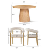 Dwen & Melbourne 46" Round & Boucle Dining Table Set for 4 (5-Piece)