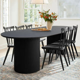 Dwen 79" Modern Large Roman Pillar Oval Dining Table