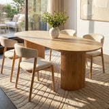 Dwen 79" Modern Large Roman Pillar Oval Dining Table
