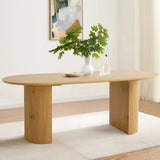 Dwen 79" Modern Large Roman Pillar Oval Dining Table