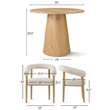 Dwen & Melbourne 35" Round & Boucle Dining Table Set for 2 (3-Piece)