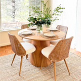 Dwen & Nice 46" Round Rattan & Beige Dining Set for 4 (5-Piece)