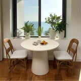 Dwen 35" Modern White Round Pedestal Console Table