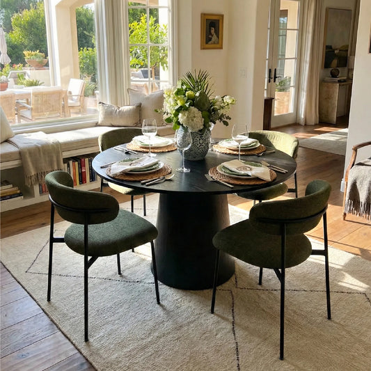 Dwen & Merida 46" Modern Round Dining Table Set for 4 (5-Piece)
