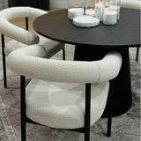 Dwen & New York 46" Round & Boucle Dining Table Set for 4 (5-Piece)