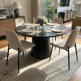 Dwen & Oslo 46" Chenille Round Dining Table Set for 4 (5-Piece)