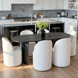 Dwen & Doris 79" Black Oval Dining Table Set for 6 (7-Piece)