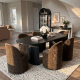 Dwen & Doris 79" Black Oval Dining Table Set for 6 (7-Piece)