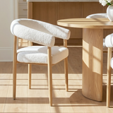 Dwen & Melbourne 79" Oval & Boucle Dining Table Set for 6 (7-Piece)