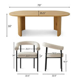 Dwen & New York 79" Oval Dining Table Set for 4 (5-Piece)