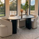 Dwen 79" Modern Large Roman Pillar Oval Dining Table