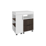 San Diego 54" Expandable Desk with Two Drawers, Seven Storage Shelves, Rolling Caster Base, Space-Saving Home Office Desk, Retractable Workstation for Study, Living Room or Small Spaces