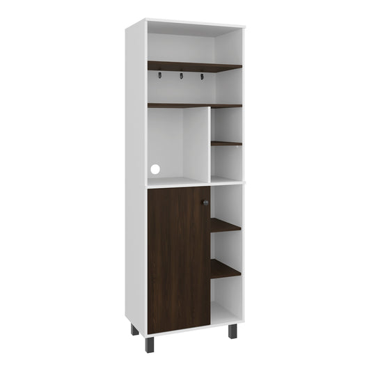 Carajillo Tall Freestanding Coffee Station and Kitchen Cabinet with One Door Cabinet, and Eight (8) Open Shelves