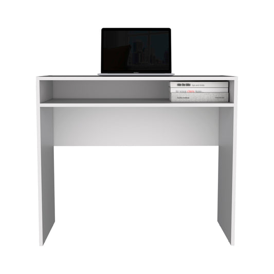 TUHOME Stella Writing Desk with Spacious Work Surface, Integrated Upper Shelf for Organization, Modern Minimalist Design for Home Office or Study, Compact Structure Ideal for Enhancing Productivity in Any Contemporary Space