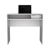 TUHOME Stella Writing Desk with Spacious Work Surface, Integrated Upper Shelf for Organization, Modern Minimalist Design for Home Office or Study, Compact Structure Ideal for Enhancing Productivity in Any Contemporary Space