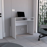 TUHOME Stella Writing Desk with Spacious Work Surface, Integrated Upper Shelf for Organization, Modern Minimalist Design for Home Office or Study, Compact Structure Ideal for Enhancing Productivity in Any Contemporary Space