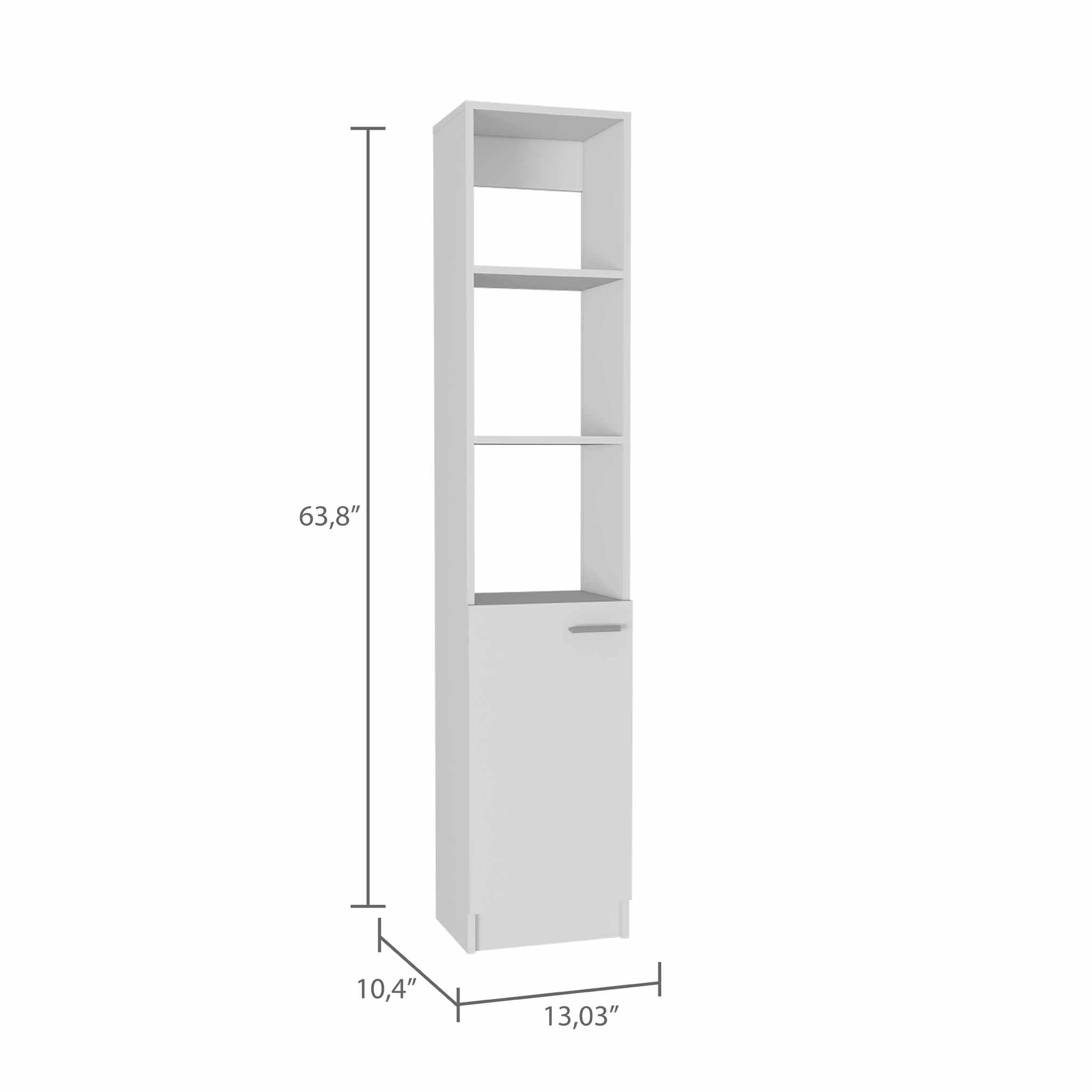 Leben Linen Single Door Cabinet, Three External Shelves, Two Interior Shelves