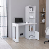 Iowa Computer Desk with Spacious Work Surface, Integrated Four-Tier Bookcase, Single-Door Storage Cabinet and Modern Space-Saving Design for Organized Home Office, Study Area or Creative Workspace Solutions