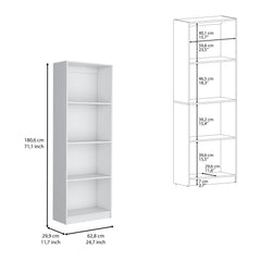 DEPOT E-SHOP Vinton Bookcase with Spacious Tier-Shelving Design, White