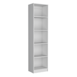 TUHOME Home XS Bookcase with Five-Tier Shelves and Slim Vertical Design Offering Compact Storage for Books, Decor and Keepsakes with Modern Open Display Style and Durable Engineered Wood Construction for Small-Space Living
