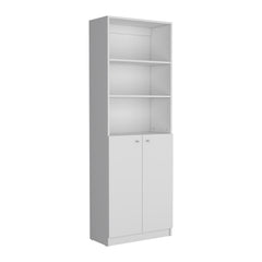 DEPOT E-SHOP Vinton 2-Door Bookcase with Upper Shelves, White