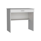 80 C Writting Desk, Compact Workstation with Drawer and Lower Shelf White