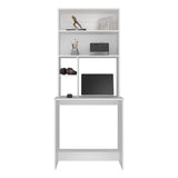 Tuhome Compu Hutch Desk with Four Shelves, One Lower Shelf, Writing Desk, Space-Saving Solution for Home Office or Study