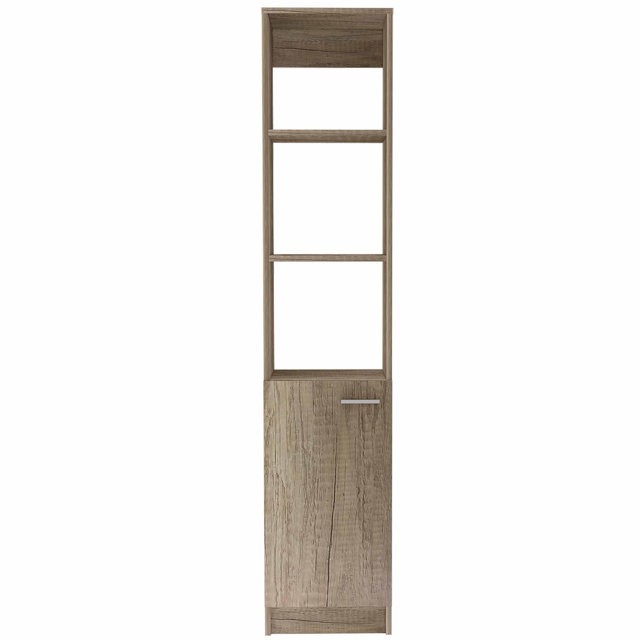 Leben Linen Single Door Cabinet, Three External Shelves, Two Interior Shelves