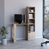 Oiwa Computer Desk with Integrated Bookcase and Storage Cabinet, Modern Multi-Tier Shelving, Spacious Work Surface and Compact Space-Saving Design for Organized Home Office, Study Area or Creative Workspace
