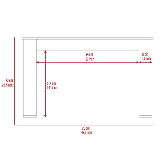 Oviedo 120 Writing Desk 47" Wide with Four Legs, Modern Computer Table for Home Office, Bedroom or Study Room, Spacious Work Surface for Remote Learning, Studying and Laptop Use, Durable Engineered Wood Design