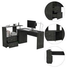 Dubai L-Shaped Desk, Two Shelves, Two Drawers