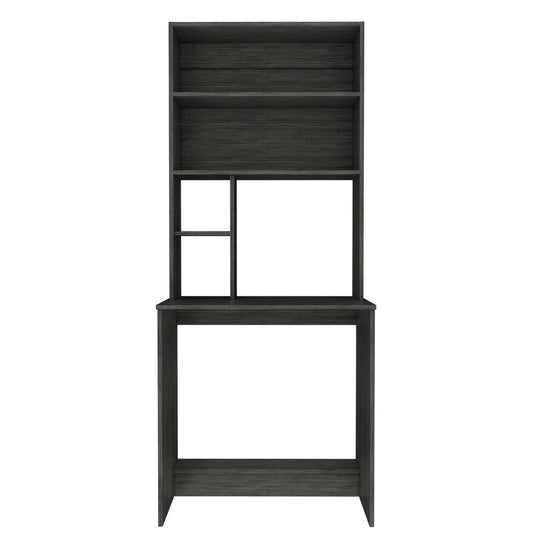 Tuhome Compu Hutch Desk with Four Shelves, One Lower Shelf, Writing Desk, Space-Saving Solution for Home Office or Study