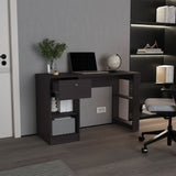TUHOME 47" Modern Writing Desk with One Drawer and Four Open Shelves, Space-Saving Home Office Computer Desk for Bedroom or Living Room, Sleek Study Table with Smart Storage, Functional Workspace for Small Spaces