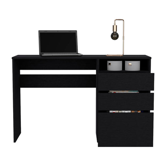 TUHOME Dublin Computer Desk with Three Storage Drawers and One Open Shelf Offering Practical Workspace Organization, Modern Home Office Functionality and Durable Engineered Wood Construction for Productive Everyday Use