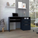 TUHOME Dublin Computer Desk with Three Storage Drawers and One Open Shelf Offering Practical Workspace Organization, Modern Home Office Functionality and Durable Engineered Wood Construction for Productive Everyday Use