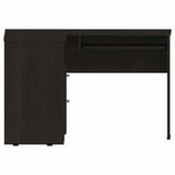 Tuhome Mix L-Shaped Desk with Keyboard Tray, Two Drawers, Single Open Shelf, Spacious Top Surface, Modern Design for Home Office or Study