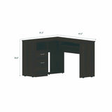 Tuhome Mix L-Shaped Desk with Keyboard Tray, Two Drawers, Single Open Shelf, Spacious Top Surface, Modern Design for Home Office or Study