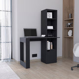 Iowa Computer Desk with Spacious Work Surface, Integrated Four-Tier Bookcase, Single-Door Storage Cabinet and Modern Space-Saving Design for Organized Home Office, Study Area or Creative Workspace Solutions