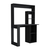 Maine Desk With Hutch and Shelves Black and White Finish