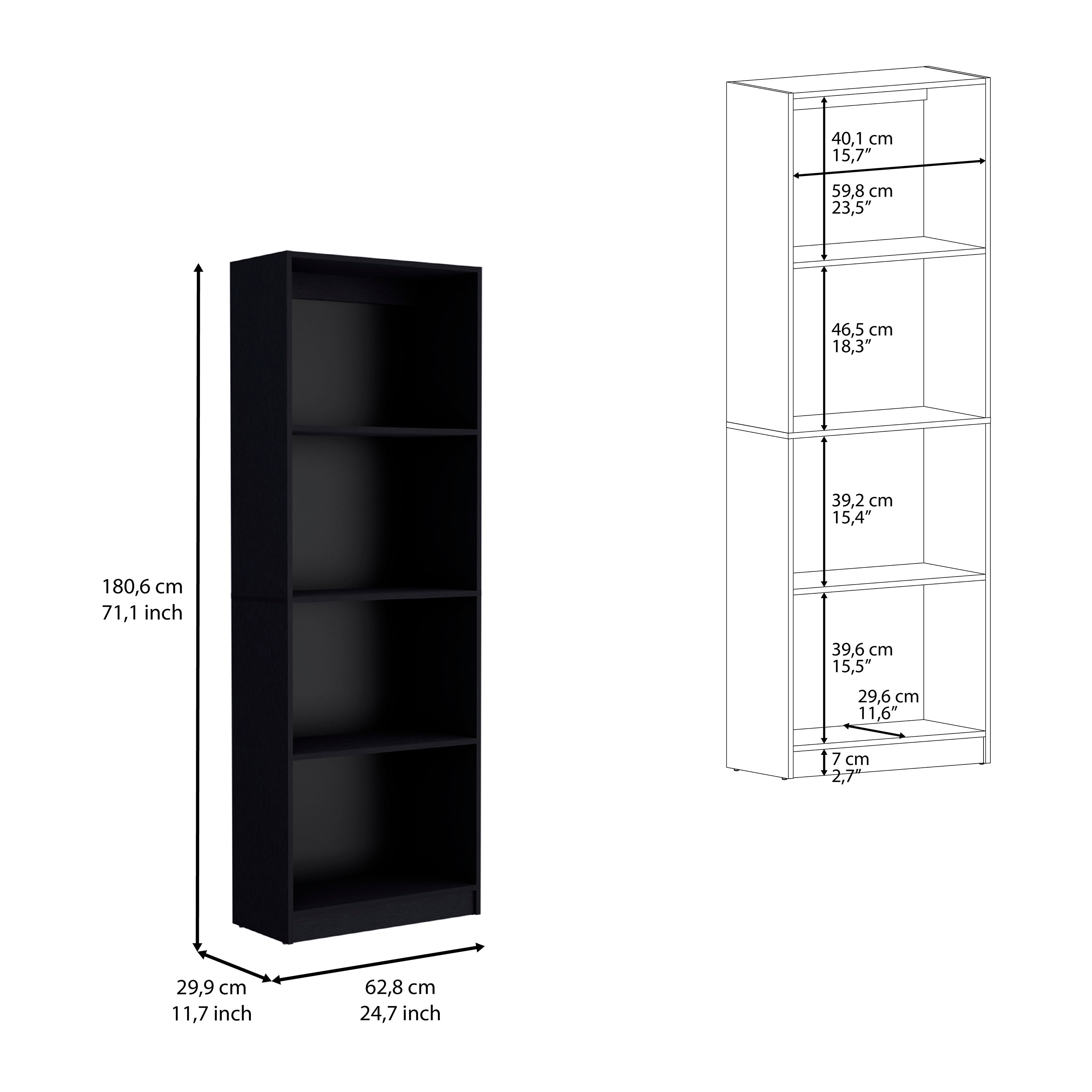 DEPOT E-SHOP Vinton Bookcase with Spacious Tier-Shelving Design, Black